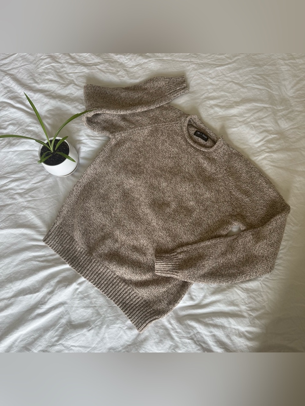 Line of Trade Wool Blend Cozy Marled Taupe Crewneck Sweater